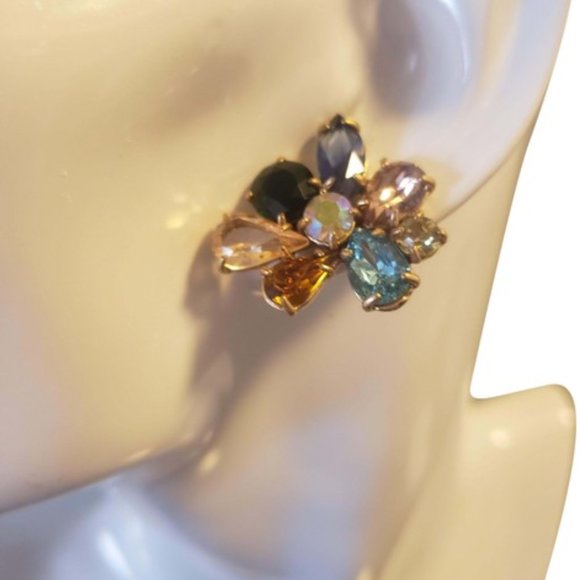 J.Crew Rainbow Crystal Cluster Earrings - Picture 2 of 8